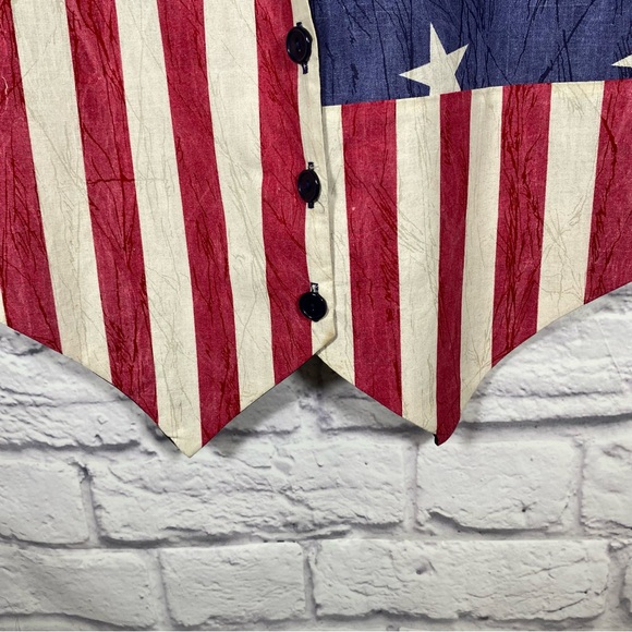 Vintage 111 Main Patriotic Stars & Stripes American Flag Vest Size S/M - Picture 7 of 10